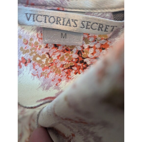 Victorias Secret M Pink Cream Floral Satin Mini Night Gown Nightie Slip Dress Pj - Picture 12 of 13